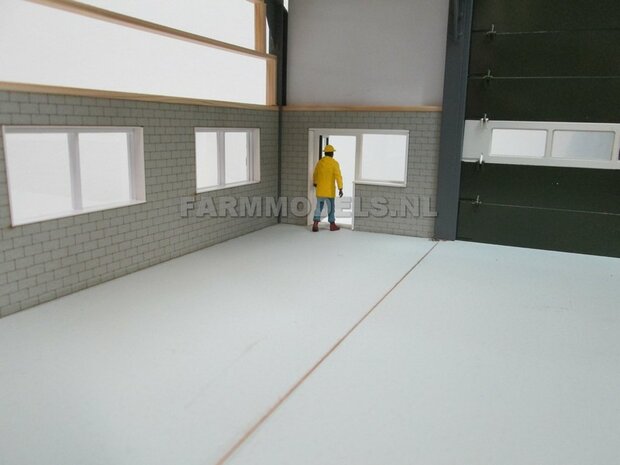 1x muurdeel Beton grijs mat, 250 x 80 x 3 mm, Hout in Betonkleur - t.b.v. (bewaar-) loods / stal / kantoor / huis, 1:32                          