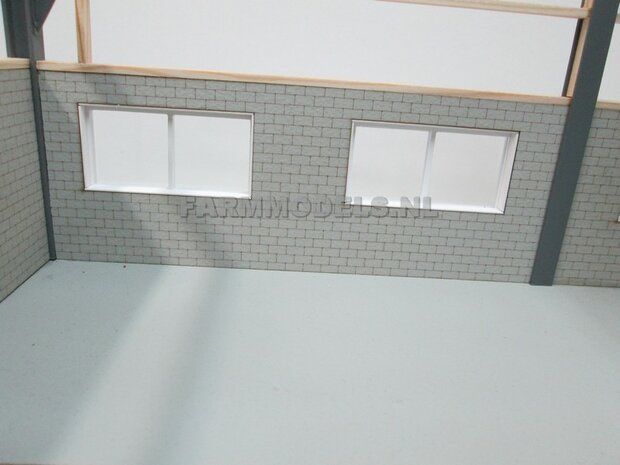 1x muurdeel Beton grijs mat, 250 x 80 x 3 mm, Hout in Betonkleur - t.b.v. (bewaar-) loods / stal / kantoor / huis, 1:32                          