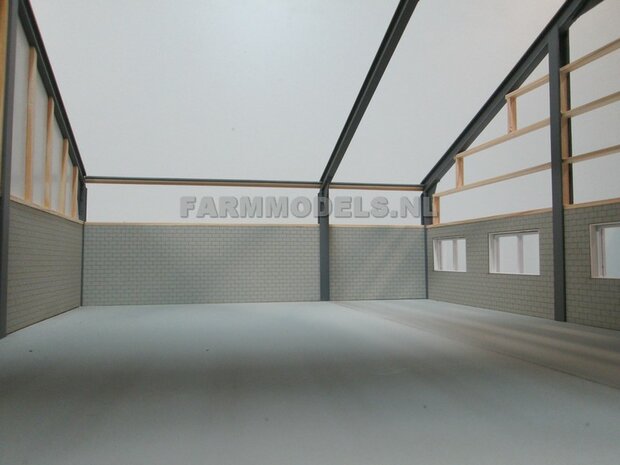 1x muurdeel Beton grijs mat, 250 x 80 x 3 mm, Hout in Betonkleur - t.b.v. (bewaar-) loods / stal / kantoor / huis, 1:32                          