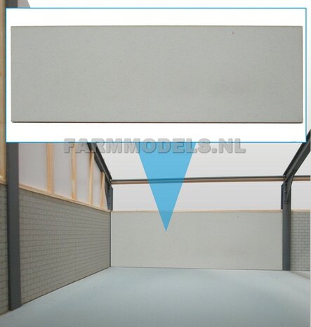 1x muurdeel Beton grijs mat, 250 x 80 x 3 mm, Hout in Betonkleur - t.b.v. (bewaar-) loods / stal / kantoor / huis, 1:32                          