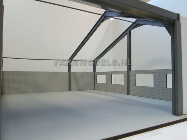 1x muurdeel Beton grijs mat, 250 x 80 x 3 mm, Hout in Betonkleur - t.b.v. (bewaar-) loods / stal / kantoor / huis, 1:32                          