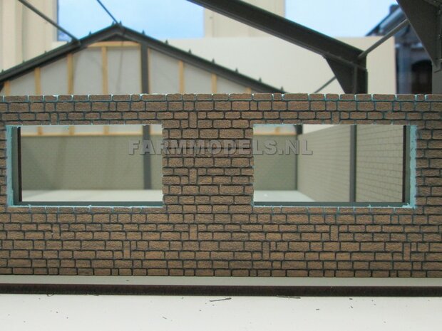 1x muurdeel Beton grijs mat, 250 x 80 x 3 mm, Hout in Betonkleur - t.b.v. (bewaar-) loods / stal / kantoor / huis, 1:32                          