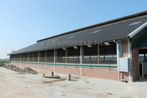 1x muurdeel Blank + 2x raamuitsparing - 250 x 80 x 3 mm, kaal hout - t.b.v. (bewaar-) loods / stal / kantoor / huis, 1:32               