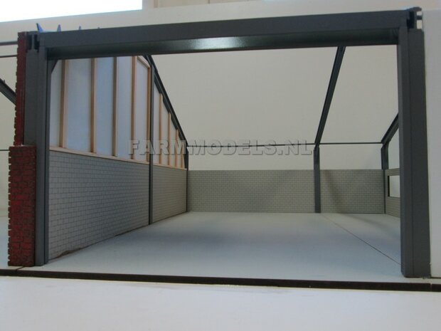 1x muurdeel Blank + 2x raamuitsparing - 250 x 80 x 3 mm, kaal hout - t.b.v. (bewaar-) loods / stal / kantoor / huis, 1:32