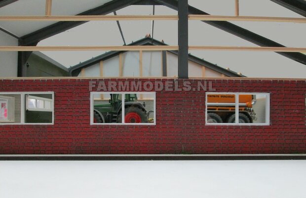 1x muurdeel Blank + 1x Dubbele Deur uitsparing- 250 x 80 x 3 mm, kaal hout - t.b.v. (bewaar-) loods / stal / kantoor / huis, 1:32