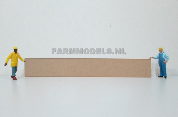 1x muurdeel laag Blank, 250 x 36 x 3 mm, kaal hout - t.b.v. (bewaar-) loods / stal / kantoor / huis, 1:32