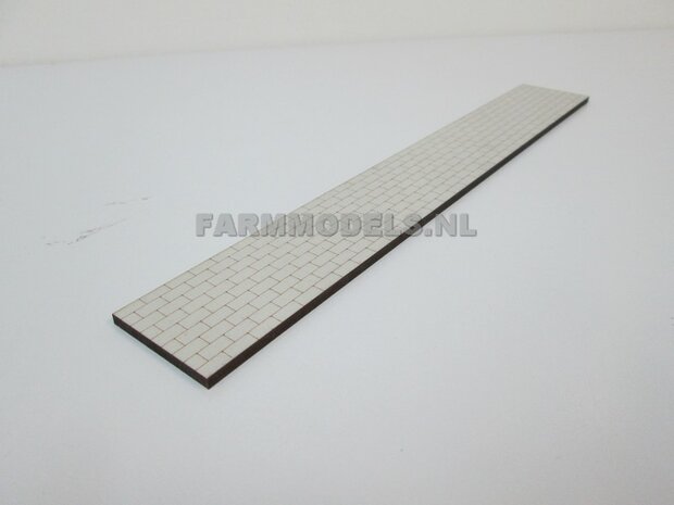 1x muurdeel laag, Kalkzandsteen Beton grijs mat, 250 x 36 x 3 mm, Hout in Betonkleur - t.b.v. (bewaar-) loods / stal / kantoor / huis, 1:32                       