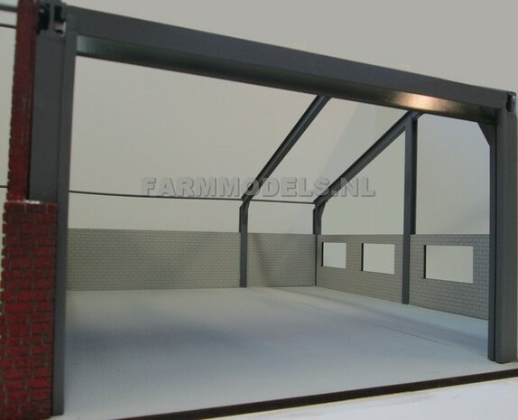 1x muurdeel laag Blank, 160 x 36 x 3 mm, kaal hout - t.b.v. (bewaar-) loods / stal / kantoor / huis, 1:32