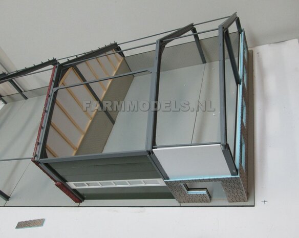 1x RAILSET 24 cm breed t.b.v. (Overhead) Deuren- Kunststof wit - BOUWKIT t.b.v. (bewaar-) loods / stal / kantoor / huis, 1:32 (HTD)                