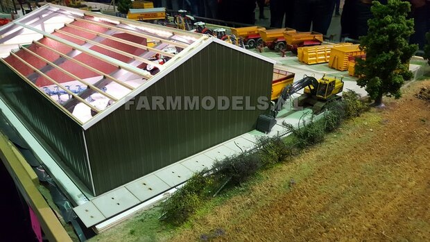 1x RAILSET 24 cm breed t.b.v. (Overhead) Deuren- Kunststof wit - BOUWKIT t.b.v. (bewaar-) loods / stal / kantoor / huis, 1:32 (HTD)                