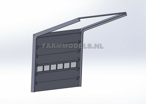 1x RAILSET 24 cm breed t.b.v. (Overhead) Deuren- Kunststof wit - BOUWKIT t.b.v. (bewaar-) loods / stal / kantoor / huis, 1:32 (HTD)                