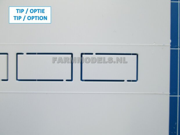 1x Vaste Deur Plaat + 6 Ramen t.b.v. railset 24 cm breed -BOUWKIT- Kunststof wit t.b.v. (bewaar-) loods / stal / kantoor / huis, 1:32 (HTD)