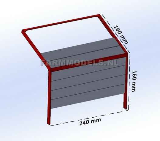 1x Overhead Deur ZONDER Ramen = 6 platen + 10 scharnieren t.b.v. railset 24 cm breed -BOUWKIT- Kunststof wit t.b.v. (bewaar-) loods / stal / kantoor / huis, 1:32