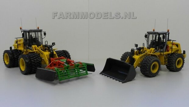 920. New Holland shovel, schaal 1:32, brede banden, snel wissel, Holaras kuilverdeler etc