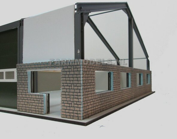 1x muurdeel Blank, 160 x 80 x 3 mm, kaal hout - t.b.v. (bewaar-) loods / stal / kantoor / huis, 1:32            