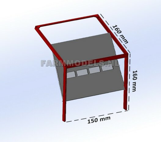 1x Vaste Deur Plaat + 4 Ramen t.b.v. railset 15 cm breed -BOUWKIT- Kunststof wit t.b.v. (bewaar-) loods / stal / kantoor / huis, 1:32 (HTD)