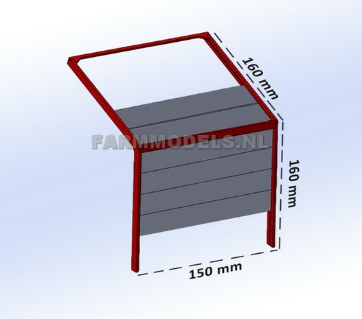 1x Overhead Deur ZONDER Ramen = 6 platen + 10 scharnieren t.b.v. railset 15 cm breed -BOUWKIT- Kunststof wit t.b.v. (bewaar-) loods / stal / kantoor / huis, 1:32