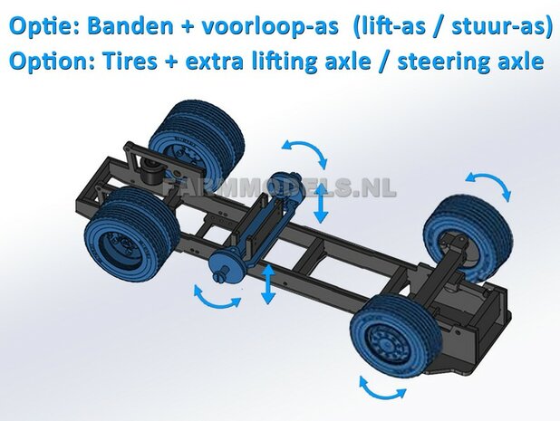 2x Vrachtwagen banden &Oslash; 35.5 mm met kunststof velg 1:32