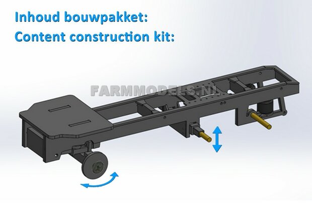 Universeel Vrachtwagen Chassis 6x4 met lift as, BOUWKIT Basis 1:32 (HTD)