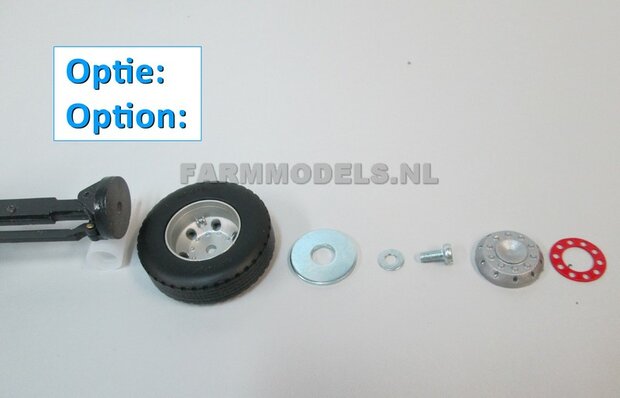 2x Ombouw / Inleg-deel + Center Ring t.b.v. Super Single / Smalle Truck banden (=velg kom+ring) NU BLANK GELEVERD, &Oslash; 17.3 x 5 mm, 1:32                               