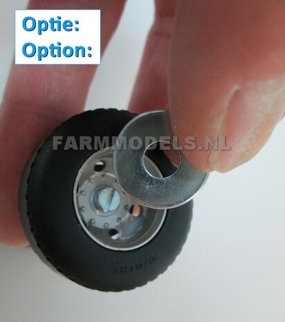 2x Ombouw / Inleg-deel + Center Ring t.b.v. Super Single / Smalle Truck banden (=velg kom+ring) NU BLANK GELEVERD, &Oslash; 17.3 x 5 mm, 1:32                               