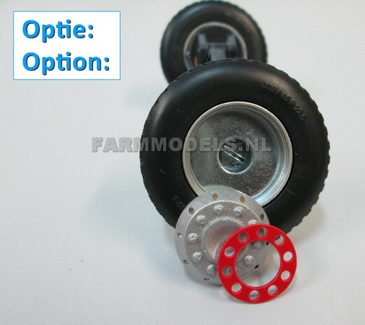 2x Ombouw / Inleg-deel + Center Ring t.b.v. Super Single / Smalle Truck banden (=velg kom+ring) NU BLANK GELEVERD, &Oslash; 17.3 x 5 mm, 1:32                               