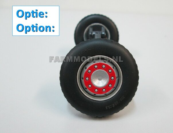 2x Ombouw / Inleg-deel + Center Ring t.b.v. Super Single / Smalle Truck banden (=velg kom+ring) NU BLANK GELEVERD, &Oslash; 17.3 x 5 mm, 1:32                               