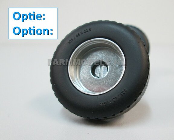 2x Ombouw / Inleg-deel + Center Ring t.b.v. Super Single / Smalle Truck banden (=velg kom+ring) NU BLANK GELEVERD, &Oslash; 17.3 x 5 mm, 1:32                               