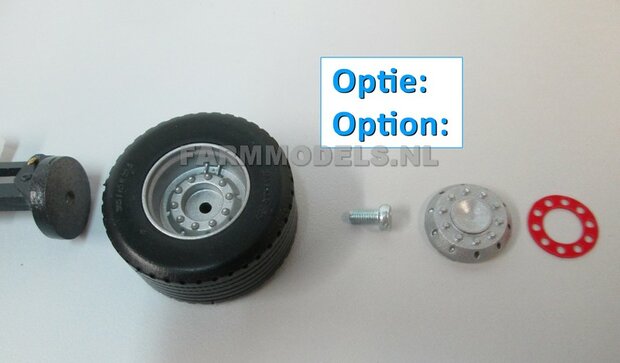 2x Ombouw / Inleg-deel + Center Ring t.b.v. Super Single / Smalle Truck banden (=velg kom+ring) NU BLANK GELEVERD, &Oslash; 17.3 x 5 mm, 1:32                               