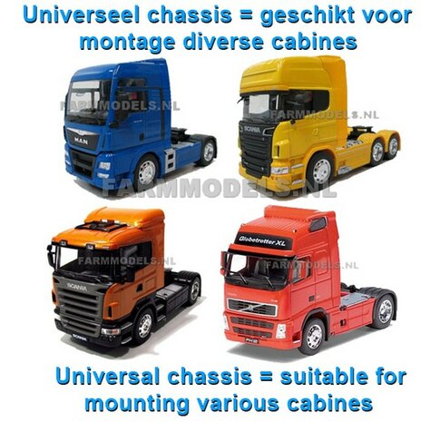 Universeel Vrachtwagen Chassis 6x4 met lift as, BOUWKIT Basis 1:32 (HTD)