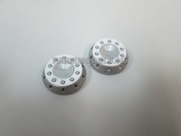 2x Ombouw / Inleg-deel + Center Ring t.b.v. Super Single / Smalle Truck banden (=velg kom+ring) NU BLANK GELEVERD, &Oslash; 17.3 x 5 mm, 1:32                               