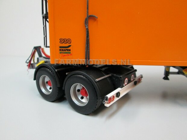 2x Brede Half Ronde Spatborden set t.b.v. Dubbellucht (Truck/Trailer) banden + &Oslash; 1.6 mm aluminium pijp, Resin  1:32              