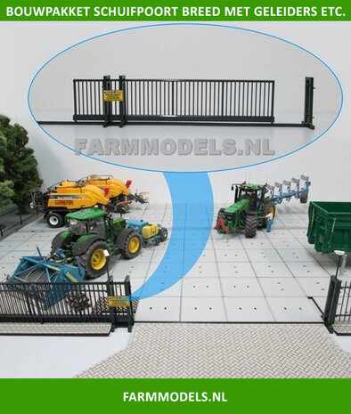 Schuif poort 285 mm met geleiders, eindstuk en rail, bouwkit 1:32 (HTD)