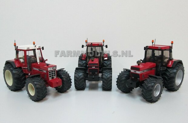 Aluminium Achteras velgen + bredere banden, geschikt voor de SCHUCO Case &amp; IH 1255 / 1455  Massieve Aluminium velgen 1:32                  