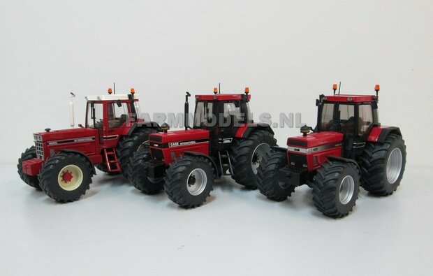 Aluminium Achteras velgen + bredere banden, geschikt voor de SCHUCO Case &amp; IH 1255 / 1455  Massieve Aluminium velgen 1:32                  