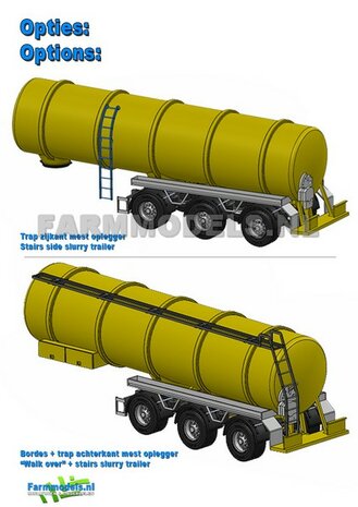 Mestoplegger ZONDER BANDEN (VMA / D-Tec) 3 asser mest trailer (slurrytanker) Bouwpakket Basis 1:32
