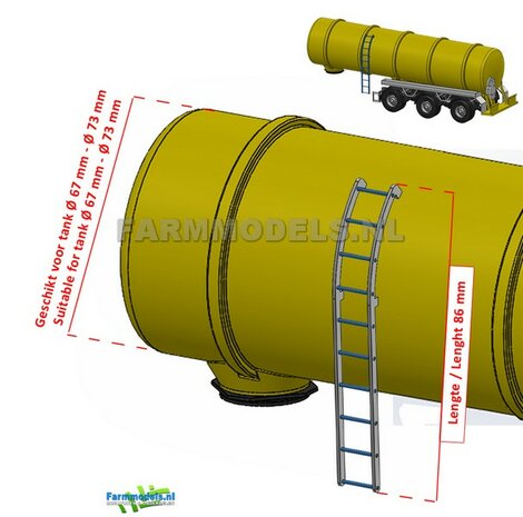 Trap zijkant t.b.v. mest oplegger / mesttank Bouwkit, geschikt voor o.a. Mestoplegger, trailer &amp; Mesttank 1:32 (HTD)           