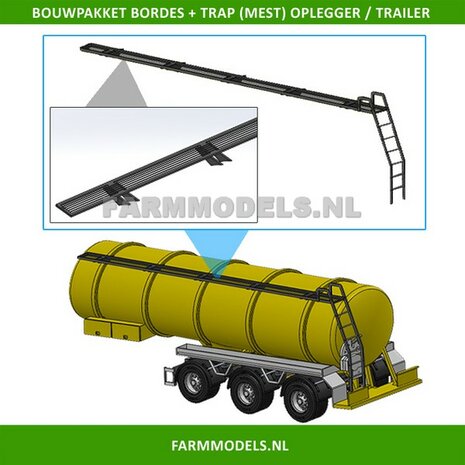 Bordes + Trap achterkant t.b.v. mest oplegger / mesttank Bouwkit, geschikt voor o.a. Mestoplegger, trailer &amp; Mesttank 1:32 (HTD)                 