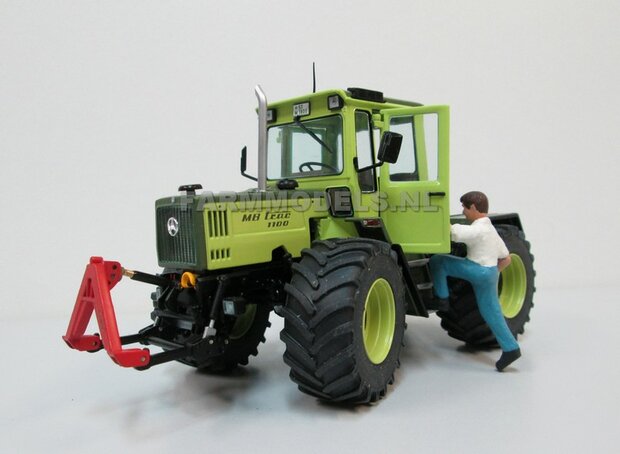 &Oslash; 47 mm: 4x brede banden + alu. velgen MB Trac 1100 , Velgen MB Trac groen + zwarte planeetkappen + wielboutringen, geschikt voor MB trac 1100 1:32            