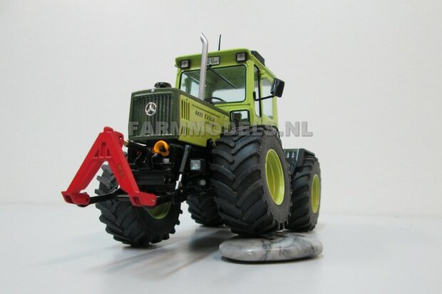 &Oslash; 47 mm: 4x brede banden + alu. velgen MB Trac 1100 , Velgen MB Trac groen + zwarte planeetkappen + wielboutringen, geschikt voor MB trac 1100 1:32            