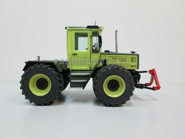 &Oslash; 47 mm: 4x brede banden + alu. velgen MB Trac 1100 , Velgen MB Trac groen + zwarte planeetkappen + wielboutringen, geschikt voor MB trac 1100 1:32            