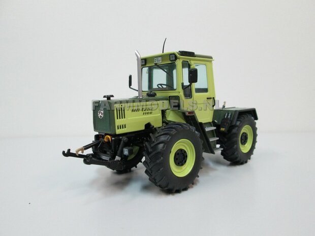 &Oslash; 47 mm: 4x brede banden + alu. velgen MB Trac 1100 , Velgen MB Trac groen + zwarte planeetkappen + wielboutringen, geschikt voor MB trac 1100 1:32            