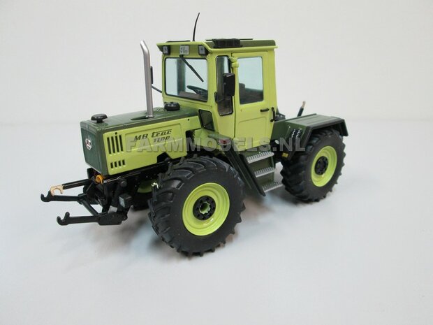 &Oslash; 47 mm: 4x brede banden + alu. velgen MB Trac 1100 , Velgen MB Trac groen + zwarte planeetkappen + wielboutringen, geschikt voor MB trac 1100 1:32            