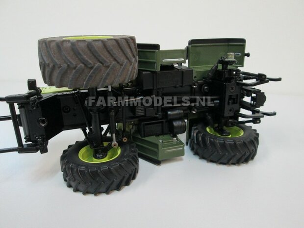 &Oslash; 47 mm: 4x brede banden + alu. velgen MB Trac 1100 , Velgen MB Trac groen + zwarte planeetkappen + wielboutringen, geschikt voor MB trac 1100 1:32            