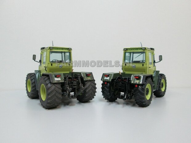 &Oslash; 47 mm: 4x brede banden + alu. velgen MB Trac 1100 , Velgen MB Trac groen + zwarte planeetkappen + wielboutringen, geschikt voor MB trac 1100 1:32            