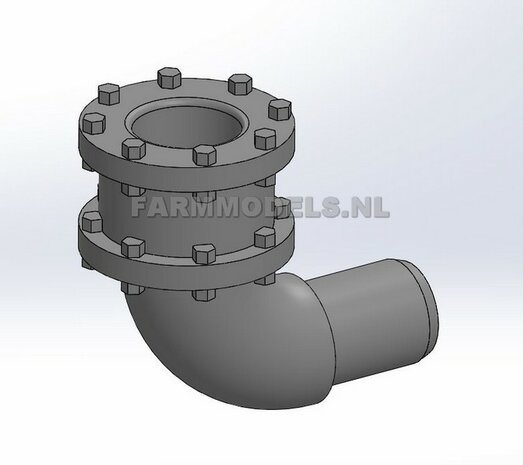 Flensplaat + 90 graden Bocht = draaibaar stuk t.b.v. buis &Oslash; 5 mm 1:32