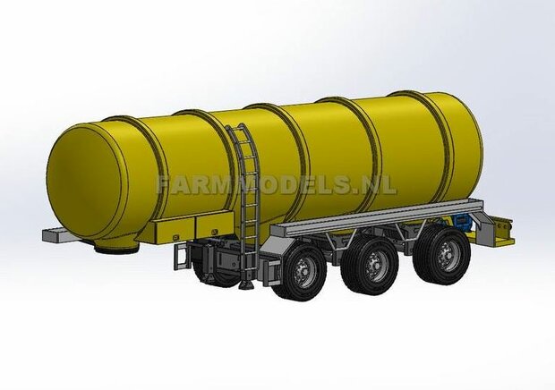 Mestoplegger + SuperSingle Banden (VMA / D-Tec) 3 asser mest trailer (slurrytanker) Bouwpakket Basis 1:32 (HTD)          