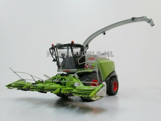 Claas Jaguar 860 op Brede banden + 1x Orbis 750 + PU 300 graspickup &amp; koel roosters geplaatst op hakselaar 1:32, Wiking