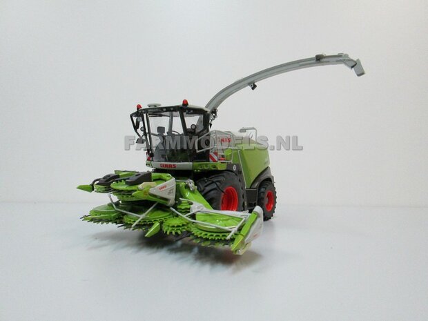 Claas Jaguar 860 op Brede banden + 1x Orbis 750 + PU 300 graspickup &amp; koel roosters geplaatst op hakselaar 1:32, Wiking