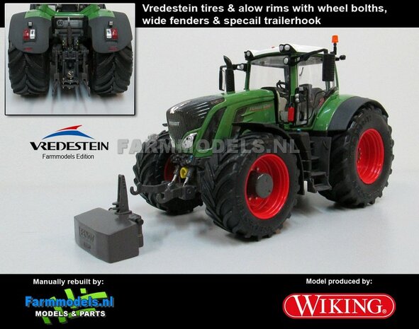 VOORBEELD FOTO&#039;S Fendt 939 Vario G2 (2014/Tier IV), Brede banden + spatborden + trekhaak - 1:32 Wiking Handmatig verbouwd / Manually rebuilt